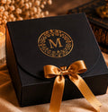 The Archivist's Perch luxury sculptural candle by My Melodys Candles in premium black gift box with gold ribbon