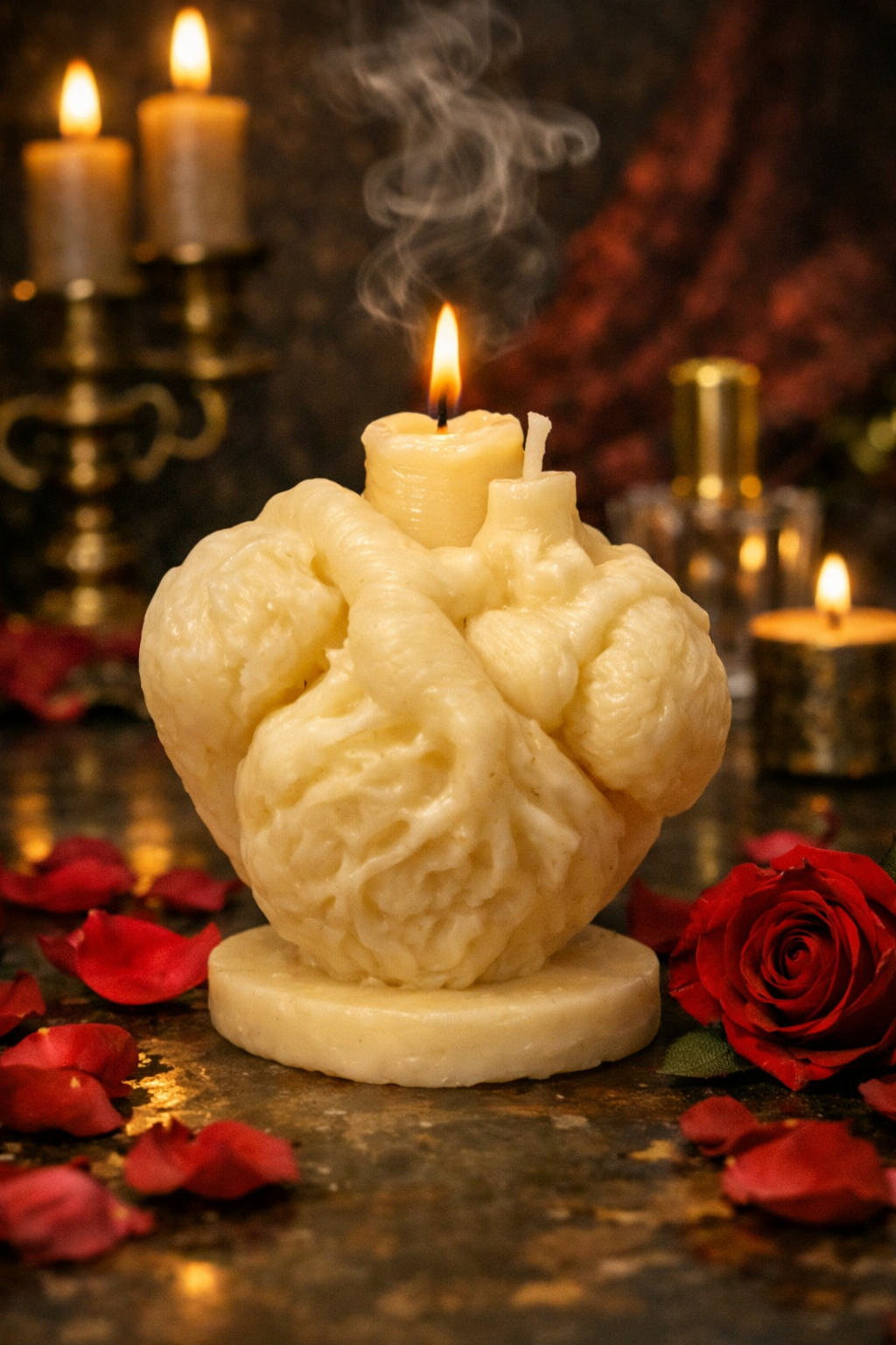 Lux in Tenebris – Light in Darkness handcrafted sculptural candle by My Melodys Candles with elegant gothic design
