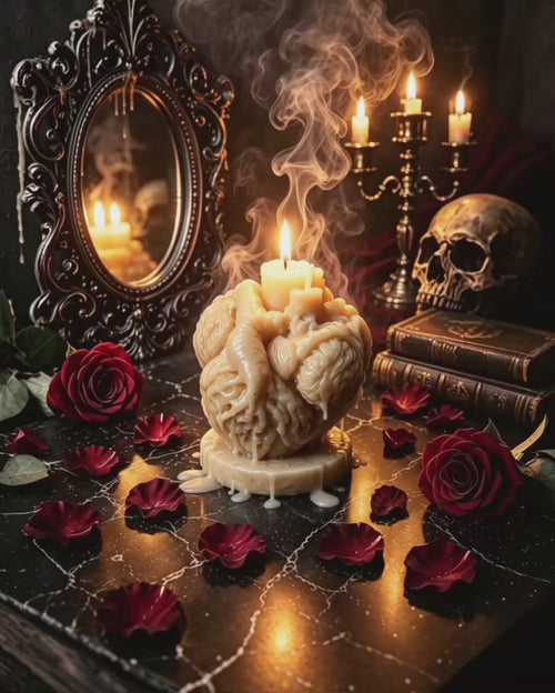 Lux in Tenebris – Light in Darkness luxury candle displayed with roses and warm candlelight for elegant home décor